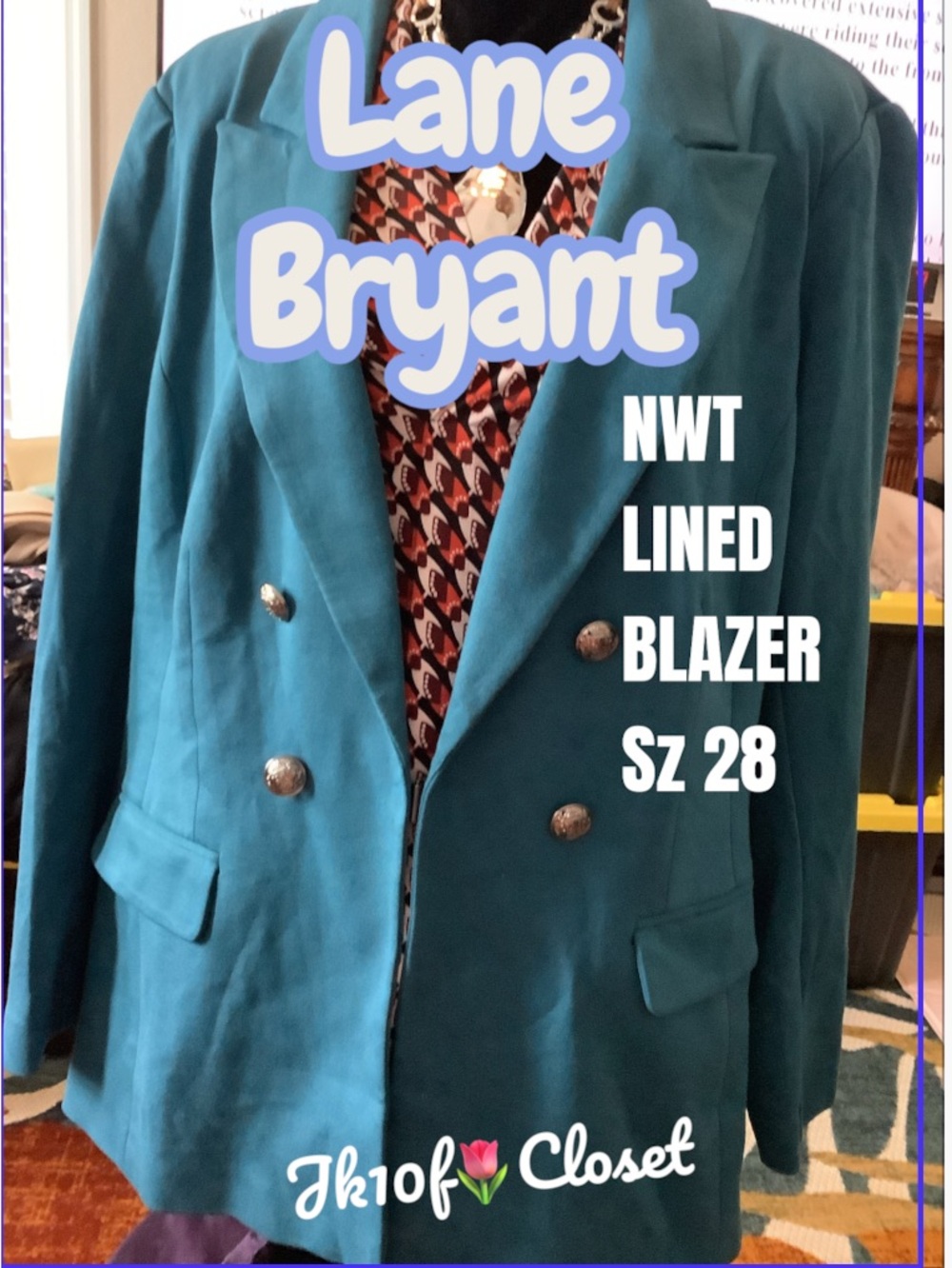 LOWEST🌺NWT LANE BRYANT Sz28 TEAL LINED THE BLAZER